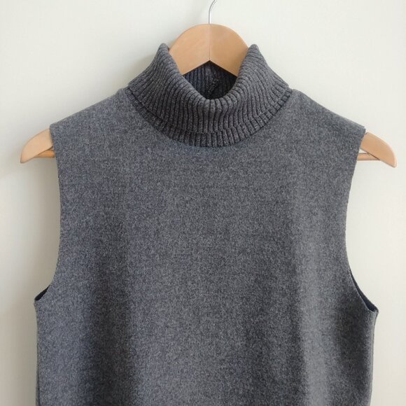 Zara grey sleeveless turtleneck sweater top Medium cotton blend - Picture 4 of 14